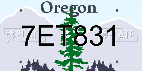 7ET831 Oregon License Plate