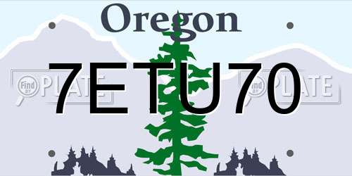 7ETU70 Oregon License Plate