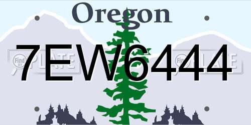 7EW6444 Oregon License Plate