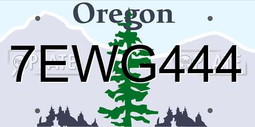 7EWG444 Oregon License Plate