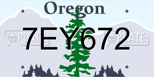 7EY672 Oregon License Plate