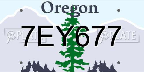 7EY677 Oregon License Plate