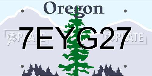7EYG27 Oregon License Plate