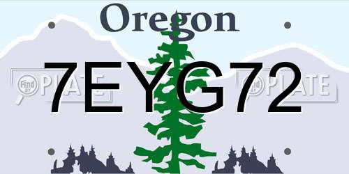 7EYG72 Oregon License Plate