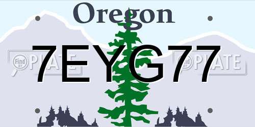 7EYG77 Oregon License Plate