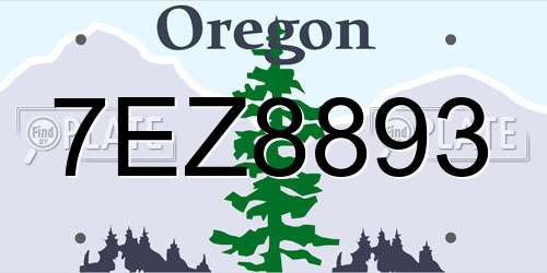 7EZ8893 Oregon License Plate