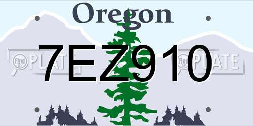 7EZ910 Oregon License Plate