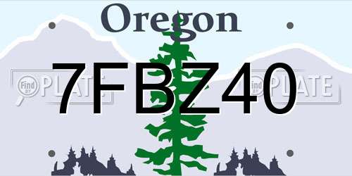 7FBZ40 Oregon License Plate