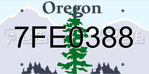7FE0388 Oregon License Plate