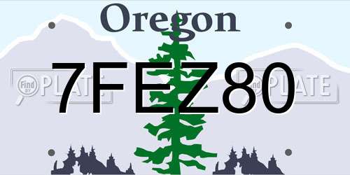 7FEZ80 Oregon License Plate
