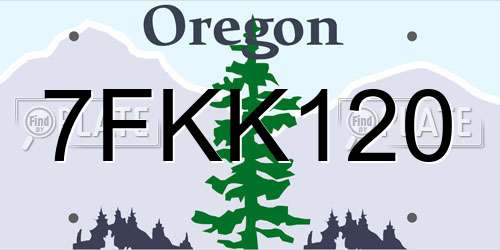 7FKK120 Oregon License Plate