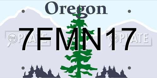 7FMN17 Oregon License Plate