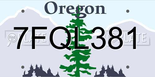 7FQL381 Oregon License Plate