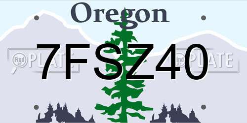 7FSZ40 Oregon License Plate