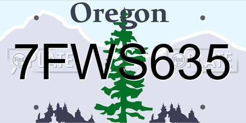7FWS635 Oregon License Plate