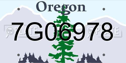 7G06978 Oregon License Plate