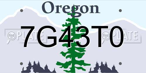 7G43T0 Oregon License Plate