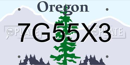 7G55X3 Oregon License Plate