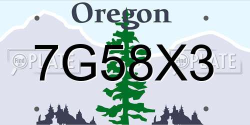 7G58X3 Oregon License Plate