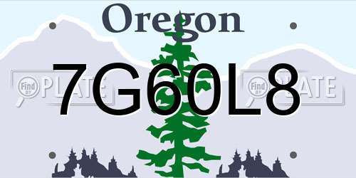 7G60L8 Oregon License Plate