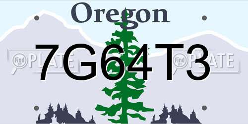 7G64T3 Oregon License Plate