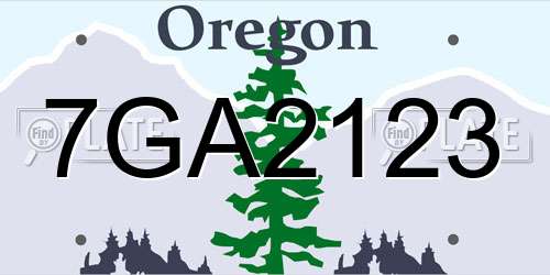 7GA2123 Oregon License Plate