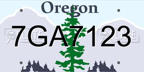 7GA7123 Oregon License Plate