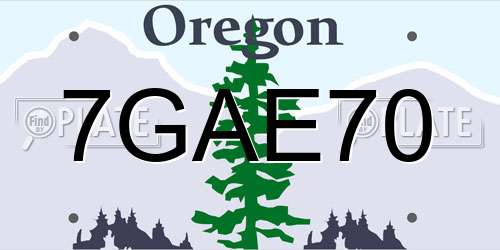 7GAE70 Oregon License Plate