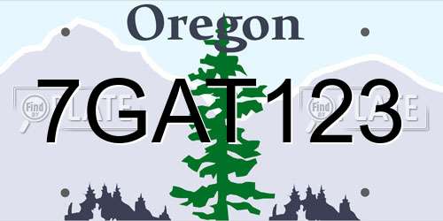 7GAT123 Oregon License Plate