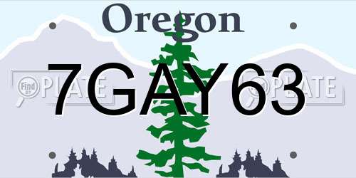 7GAY63 Oregon License Plate