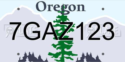 7GAZ123 Oregon License Plate
