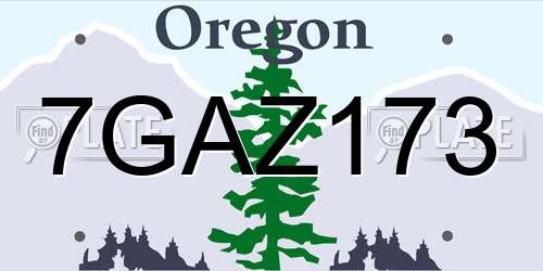 7GAZ173 Oregon License Plate