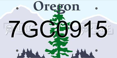 7GC0915 Oregon License Plate