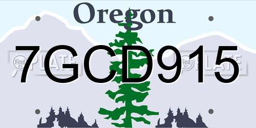 7GCD915 Oregon License Plate