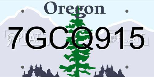 7GCQ915 Oregon License Plate