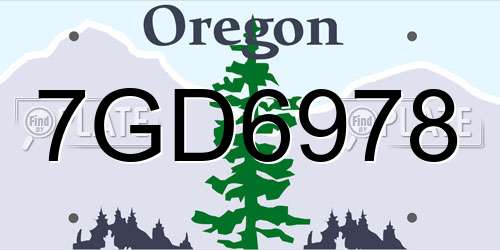7GD6978 Oregon License Plate