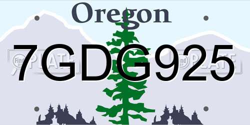 7GDG925 Oregon License Plate
