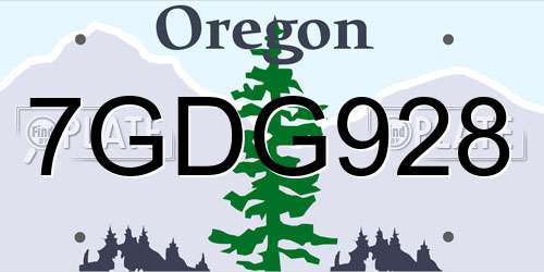 7GDG928 Oregon License Plate