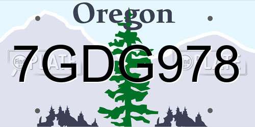7GDG978 Oregon License Plate
