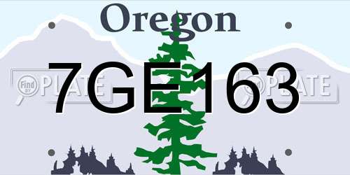 7GE163 Oregon License Plate