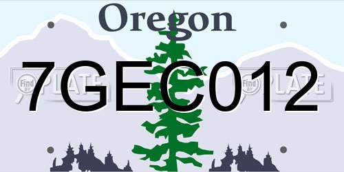 7GEC012 Oregon License Plate