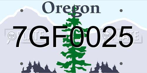 7GF0025 Oregon License Plate
