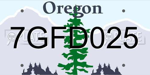 7GFD025 Oregon License Plate