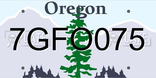 7GFO075 Oregon License Plate
