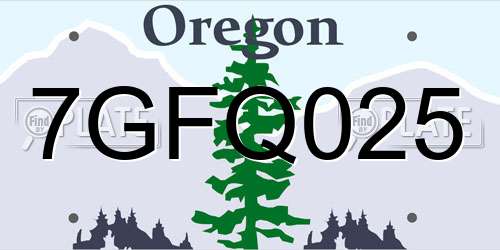 7GFQ025 Oregon License Plate