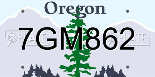 7GM862 Oregon License Plate