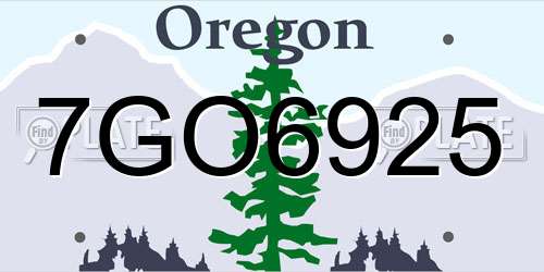 7GO6925 Oregon License Plate