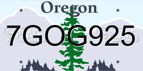 7GOG925 Oregon License Plate
