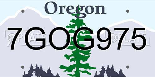 7GOG975 Oregon License Plate