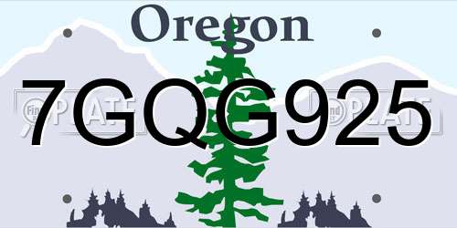 7GQG925 Oregon License Plate